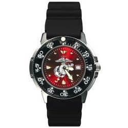 Dive Watch, SS Case/Resin Bezel, US Marine, Red Facedive 
