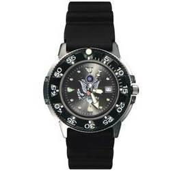 Dive Watch, SS Case/Resin Bezel, US Army, Black Facedive 