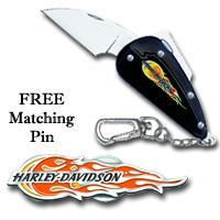 Harley-Davidson Collectible Gas Tank Key Chain Knife With Matching Hat Pinharley 
