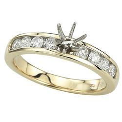 14K Yellow Gold Channel Set Round Diamond Semi Mount Engagement Ring (0.50 ctw) (Center Stone Sold Separately)yellow 