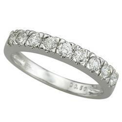 14K White Gold Tiger Prong Set Round Diamond Anniversary Band Ring (0.50 ctw)white 