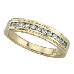 14K Yellow Gold Channel Set Round Beveled Diamond Anniversary Band Ring (0.25 ctw)yellow 