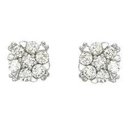 14K White Gold Prong Set Round Diamond Cluster Earrings (0.50 ctw)white 