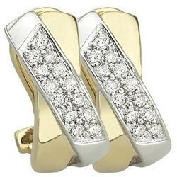 14K Yellow Gold Round Pave Set Diamond Earrings (0.30 ctw)