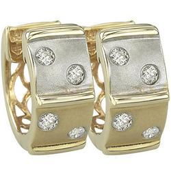 14K Yellow Gold Round Diamond Earrings