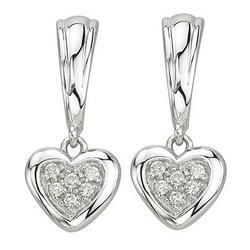 14K White Gold Round Diamond Earrings