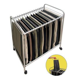 Wheeled steel rolling pants and necktie closet trolleywheeled 