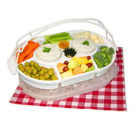 Portable Chips Salsa Vegetable Fruit Serving Tray -portable 
