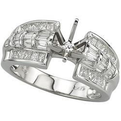 14K White Gold Baguette & Princess Cut Diamond Semi Mount Engagement Ring (Center Stone Sold Separately)white 