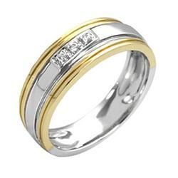 14K Two Tone Gold Prong Set Round Diamond Wedding Band Ringtwo 