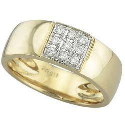 14K Yellow Gold Pave Set Round Diamond Men's Wedding Band Ringyellow 