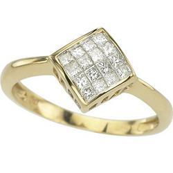 14K Yellow Gold Invisible Set Princess Cut Diamond Ringyellow 