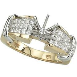 14K Two Tone Gold Princess Cut Diamond Semi Mount Engagement Ring (Center Stone Sold Separately)two 