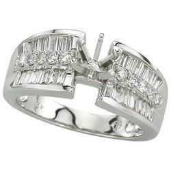 14K White Gold Channel Set Round Diamond Semi Mount Engagement Ring (Center Stone Sold Separately)white 