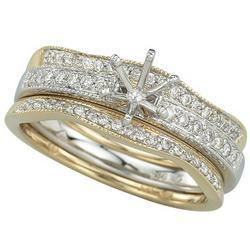 14K Two Tone Gold Round Diamond Semi Mount Engagement Ring (Center Stone Sold Separately)two 