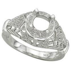 14K White Gold Round Diamond Semi Mount Engagement Ring (Center Stone Sold Separately)white 