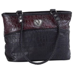 Embassy&trade; Handbag with Alligator Embossed Italian Stone&trade; Design Genuine Leatherembassy 