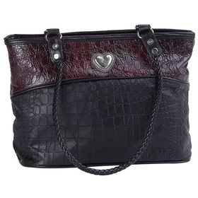 Embassy&trade; Handbag with Alligator Embossed Italian Stone&trade; Design Genuine Leather
