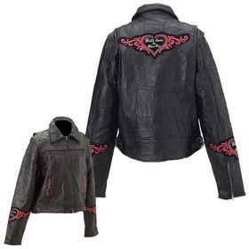 Diamond Plate&trade; Rock Design Ladies&apos; Genuine Leather Jacket (Medium)diamond 