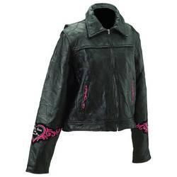 Diamond Plate&trade; Rock Design Ladies&apos; Genuine Leather Jacket (Large)diamond 