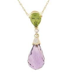 Briolette Amethyst Peridot Diamond Gold Pendant Chainbriolette 