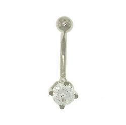 White Gold Gemstone Belly Ring