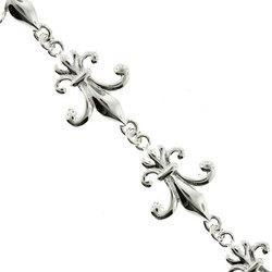 Sterling Silver Fleur-de-lis Link Braceletsterling 