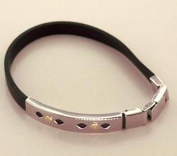 Stainless Steel and 18KT Gold Rubber Modern Braceletstainless 