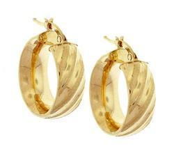 Brushed Solid Gold Hoop Earrings