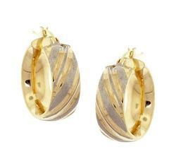 Brushed Two-Tone Gold Hoop Earrings