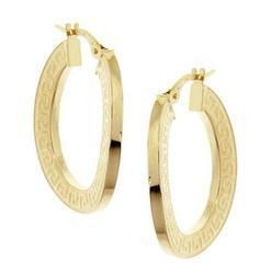 Greek Key Solid Gold Hoop Earringsgreek 