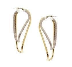 Laser Cut Two-Tone Gold Hoop Earrings