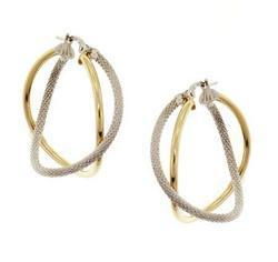 Laser Cut Two-Tone Gold Hoop Earringslaser 