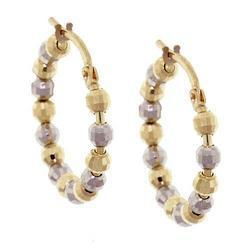 Two-Tone Gold Hoop Earrings With Tiny Disco Ballstwo 