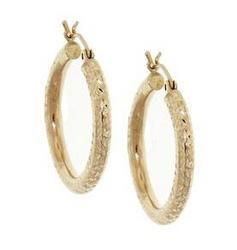 Laser Cut Solid Gold Hoop Earrings