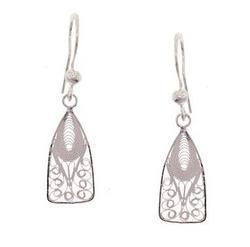 Sterling Silver Filigree French Wire Hoop Earrings