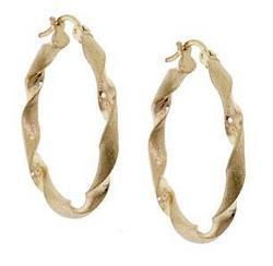 Gold Laser Cut Twisted Hoop Earrings