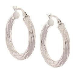 Laser Cut White Gold Hoop Earrings