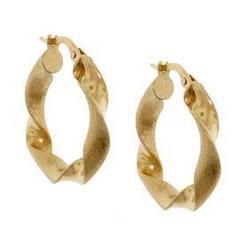 Gold Laser Cut Twisted Hoop Earrings