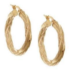 Gold Laser Cut Twisted Hoop Earrings