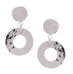 Hammered Sterling Silver Dangle Circle Earrings
