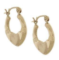 Laser Cut Gold Satin Finish 3 Heart Hoop Earrings