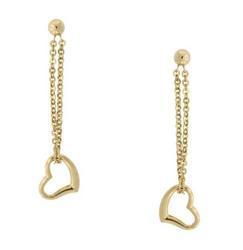 Gold Heart Dangle Stud Earrings