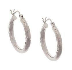 Brushed White Gold Hoop Earringsbrushed 