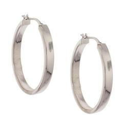 Oval White Gold Hoop Earrings