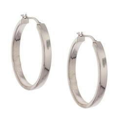 Oval White Gold Hoop Earringsoval 