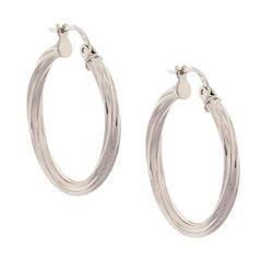 Laser Cut White Gold Hoop Earrings