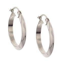 High Polished White Gold Hoop Earrings