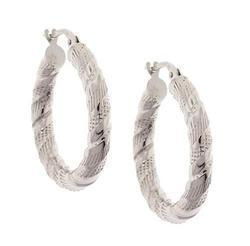 Laser Cut White Gold Hoop Earrings