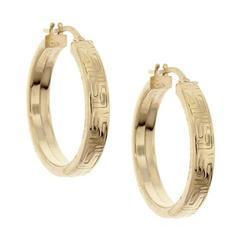 Gold Greek Key Hoop Earrings